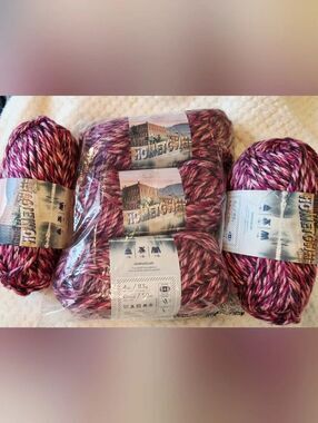 LION BRAND YARN HOMETOWN ELMORE CITY DANCE Shades Of Purple and Pink